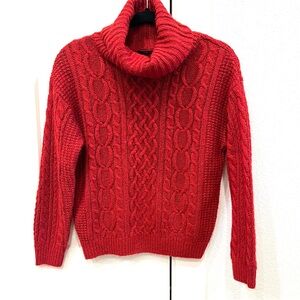 INGNI Red Cable Knit Turtleneck Sweater